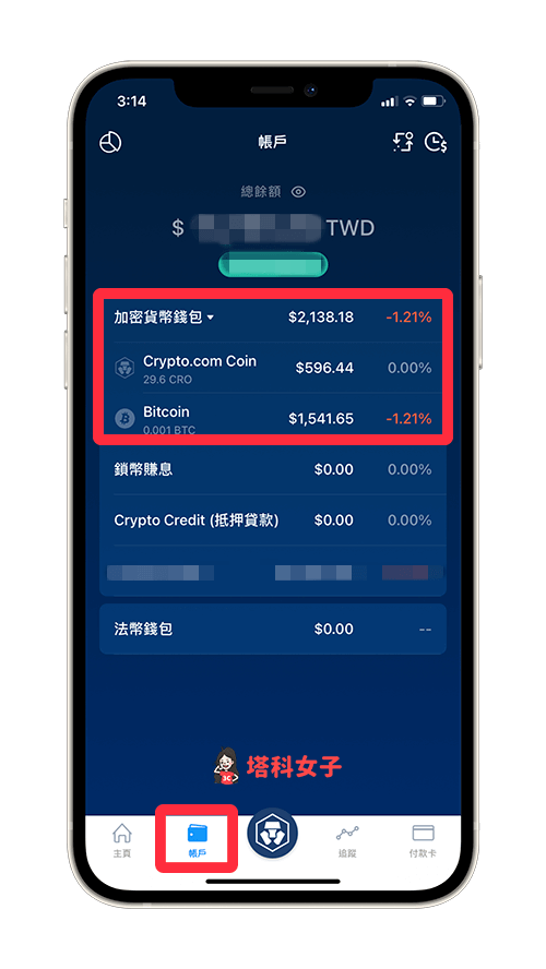 Crypto.com 刷卡買幣：查看錢包